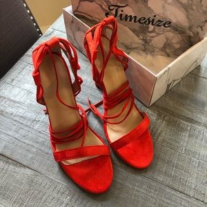 SHEIN Red Strappy Heals